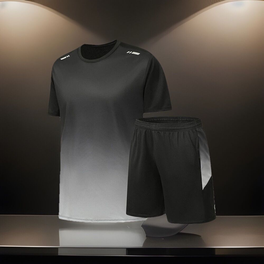 Sport Men Summer Outfit 2-Piece Short Sleeve Shirt and Shorts Size XL